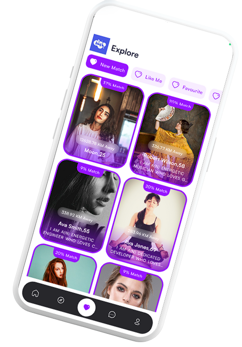Alys dating app interface on mobile phone showing user profiles and matching features